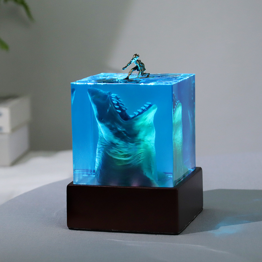 Resin Art Cube - Luz de mesa de resina para