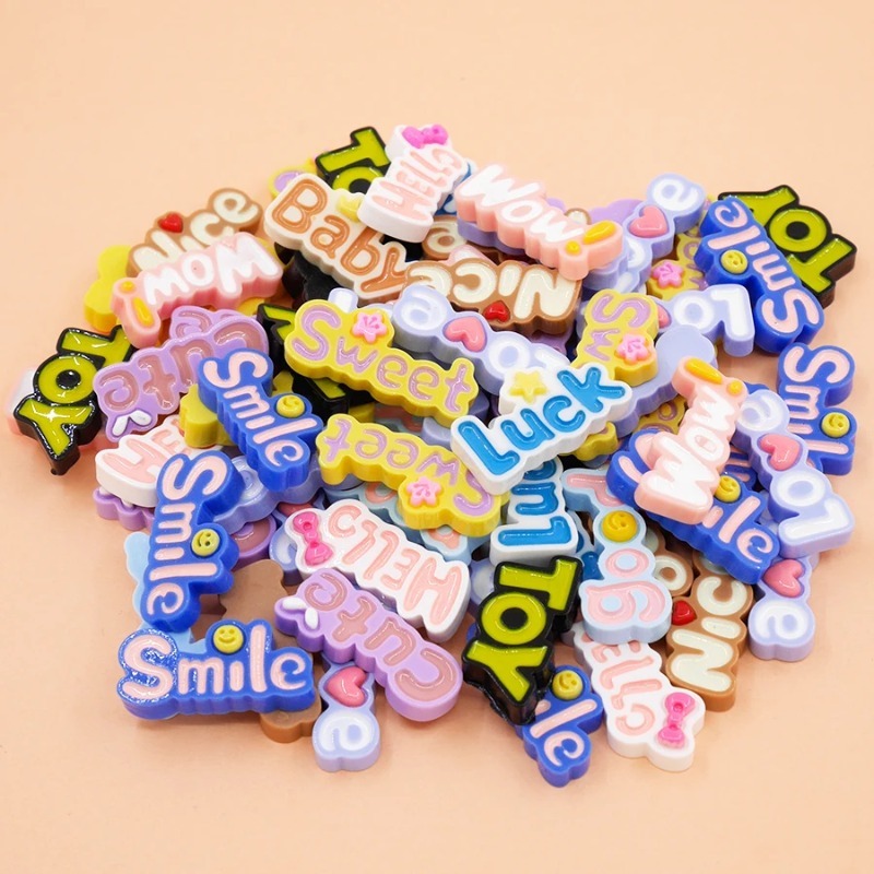 Resin Art Alphabet - Cabujón de resina con parte trasera