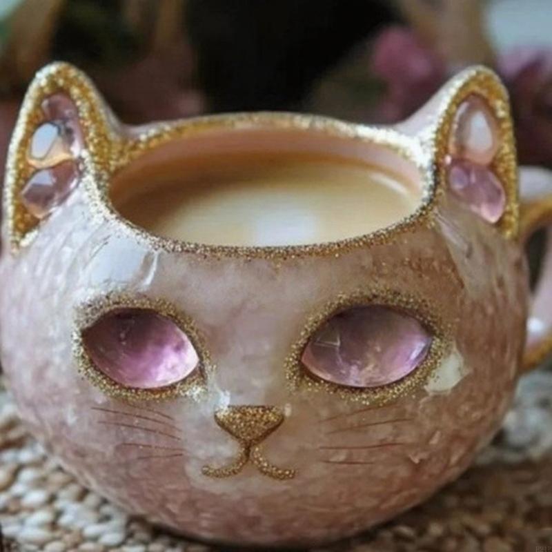Resin Art Geode - Tazas con gatos estilo geoda resina,