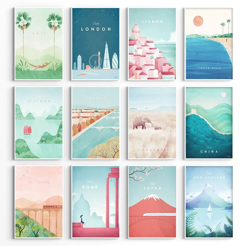 Pósteres minimalistas de viaje - Resin Art World reseña y precio